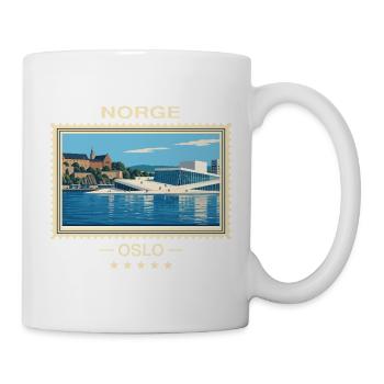Norwegen Oslo Vintage Reisemarke - Tasse - Weiß - Rechts