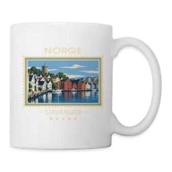 Norwegen Stavanger Vintage Reisemarke - Tasse - Weiß - Rechts