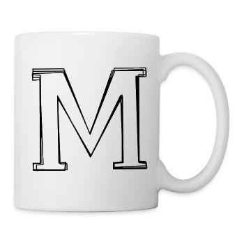 Buchstabe M handgezeichnet - Tasse - Weiß - Rechts