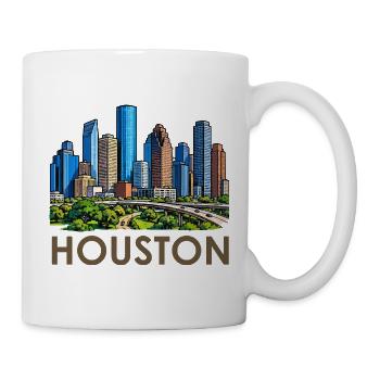 Houston Skyline Stadtlandschaft - Tasse - Weiß - Rechts