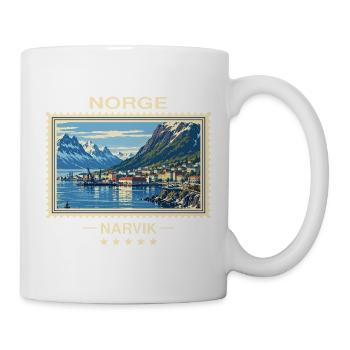 Norwegen Narvik Vintage Reisemarke - Tasse - Weiß - Rechts