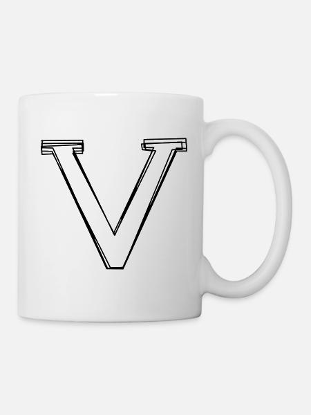 Buchstabe V handgezeichnet - Tasse - Weiß