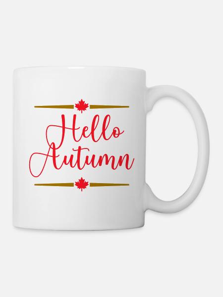 Hello Autumn Kalligrafie - Tasse - Weiß