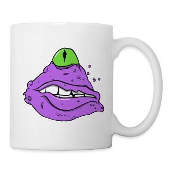 Lila Schleim-Alien witziges Monster - Tasse - Weiß - Rechts
