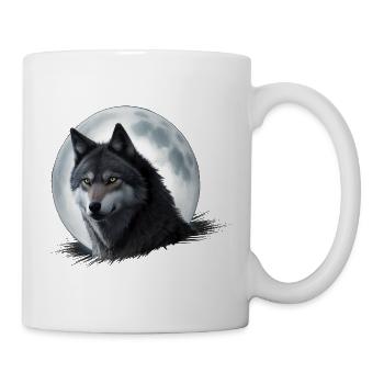 Mondlichtwolf im Mondschein - Tasse - Weiß - Rechts