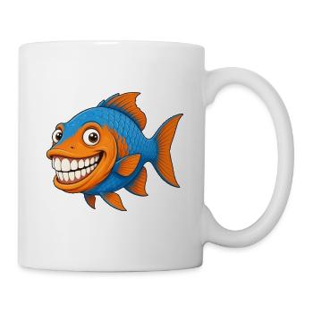 Funny Smile Tropical Fish – Blue Orange Grin - Tasse - Weiß - Rechts