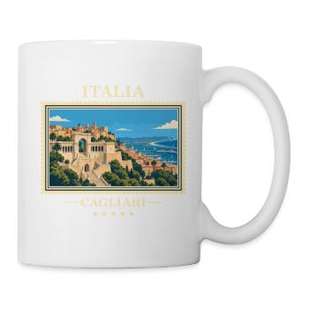 Italien Cagliari Vintage Reisemarke - Tasse - Weiß - Rechts