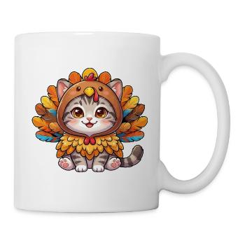 Herbst-Herbst-Katze im Truthahn Thanksgiving - Tasse - Weiß - Rechts