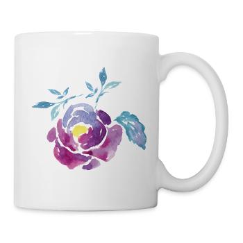 Wasserfarbene Rosenblüte - Tasse - Weiß - Rechts