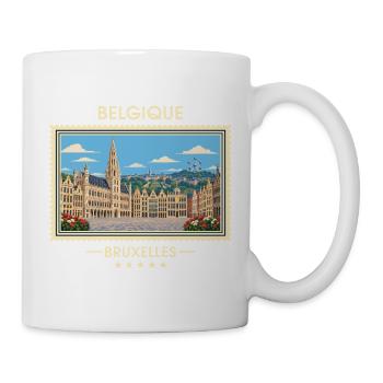 Belgien Brüssel Vintage Reisemarke - Tasse - Weiß - Rechts