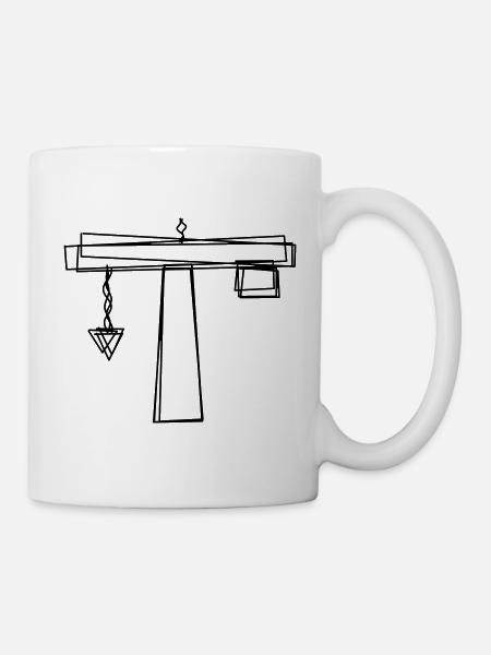 Baukran handgezeichnet - Tasse - Weiß
