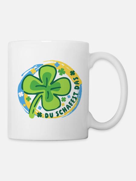 Glücksbringer - Glücksklee - Du schaffst das! - Tasse - Weiß