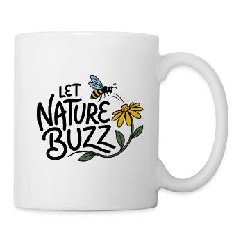 "LASS DIE NATUR SUMMEN" – Bienen- und Wildblumenmotiv - Tasse - Weiß - Rechts