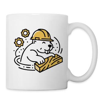 Biber Bauhelm Holz Grafik - Tasse - Weiß - Rechts