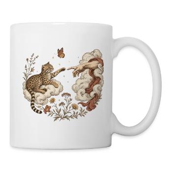  Tilcayo Katzenkreation Hand Wolken Wildblumen - Tasse - Weiß - Rechts