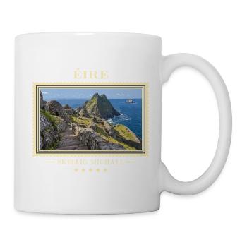 Irland Skellig Michael Vintage Reisemarke - Tasse - Weiß - Rechts