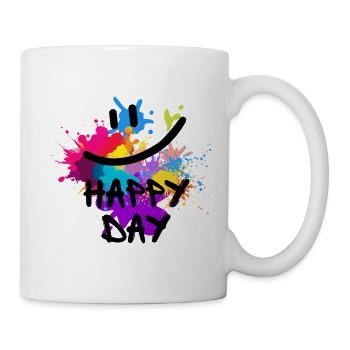 Happy Day - positive Vibes - Tasse - Weiß - Rechts