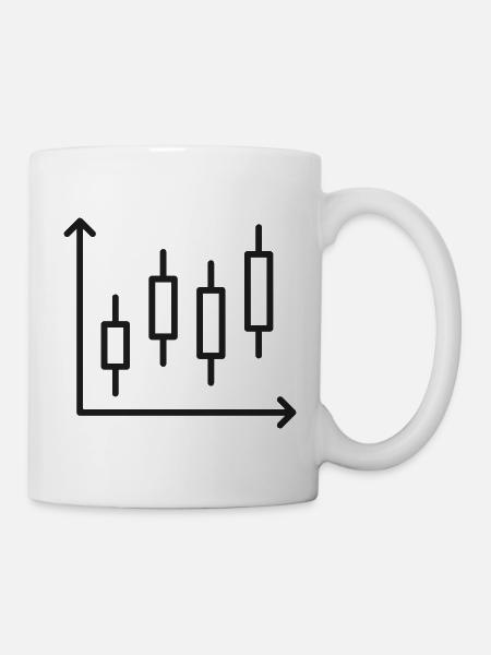Kerzenhalter-Diagrammlinien-Symbol - Tasse - Weiß