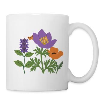 Mohn · Blumenstrauß · Gartenfreunde · Blumen - Tasse - Weiß - Rechts