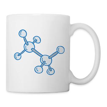 Blaues Molekülnetz Muster - Tasse - Weiß - Rechts