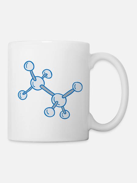 Blaues Molekülnetz Muster - Tasse - Weiß
