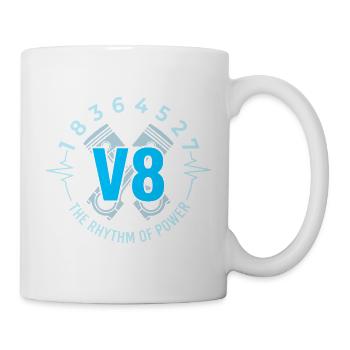 V8 Motor Herzschlag Kolben Zündfolge - Tasse - Weiß - Rechts