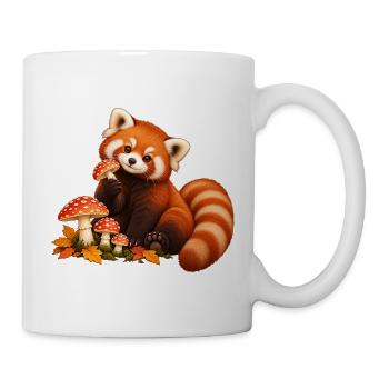 Roter Panda mit Waldpilzen - Tasse - Weiß - Rechts