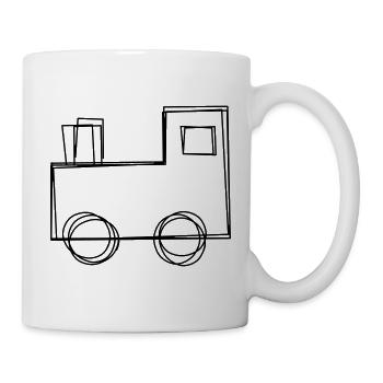 Lokomotive handgezeichnet - Tasse - Weiß - Rechts