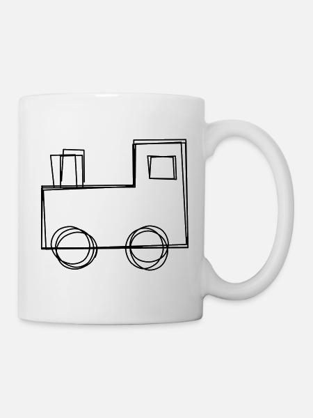 Lokomotive handgezeichnet - Tasse - Weiß