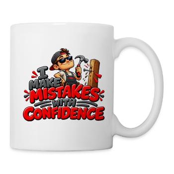 Ich mache Fehler mit Selbstvertrauen – lustiger Humor - Tasse - Weiß - Rechts