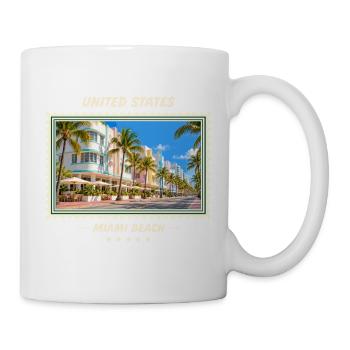 Vereinigte Staaten Miami Beach Vintage Reisemarke - Tasse - Weiß - Rechts