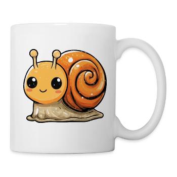 Orangene Schnecke Spiraldesign - Tasse - Weiß - Rechts