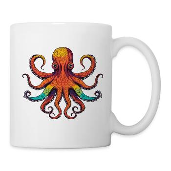 Bunter Oktopus Regenbogenlook - Tasse - Weiß - Rechts