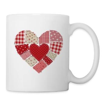 Herz patchwork nähen quilten Geschenk  - Tasse - Weiß - Rechts