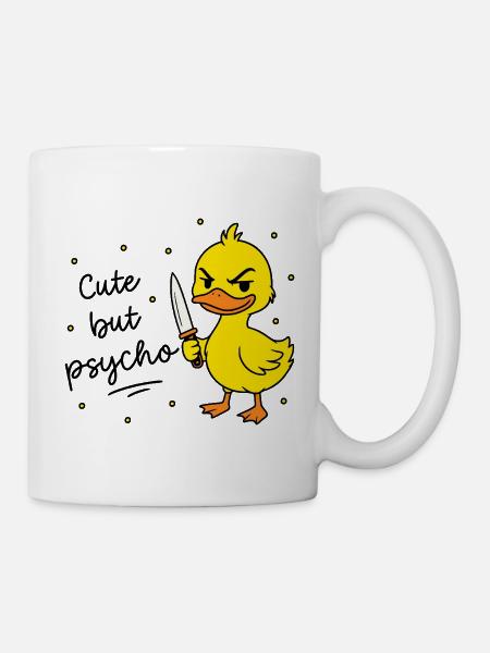 Cute but psycho - Ente mit Messer - Tasse - Weiß