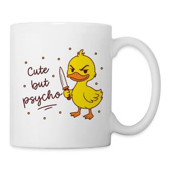 Cute but psycho - Ente mit Messer - Tasse - Weiß - Rechts