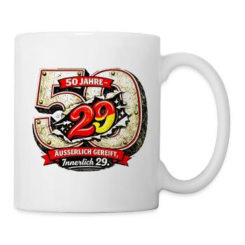 50 Jahre – äußerlich gereift, innerlich 29. - Tasse - Weiß - Rechts
