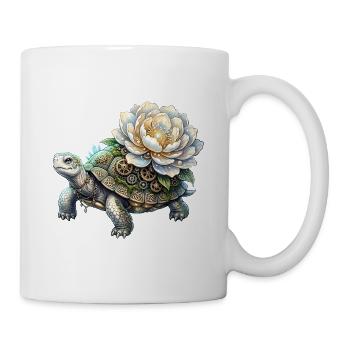Blume im Mondlicht – Die keltische Schildkröten-Encant - Tasse - Weiß - Rechts