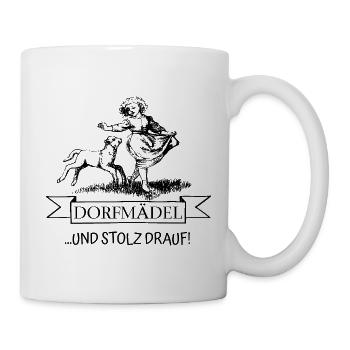 Dorfmädel mit Lamm – Und stolz drauf - Tasse - Weiß - Rechts