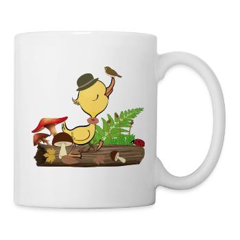 Ente mit Hut im Wald - Tasse - Weiß - Rechts