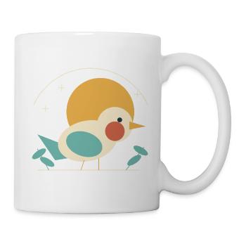 Vogel vor Retro-Sonne - Tasse - Weiß - Rechts