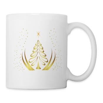 Goldene Weihnachtsbaum-Silhouette - Tasse - Weiß - Rechts