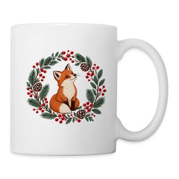 Fuchs im Winterkranz - Tasse - Weiß - Rechts