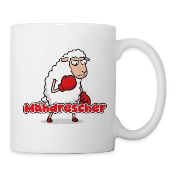 Boxendes Schaf mit Mähdrescher-Punch - Tasse - Weiß - Rechts