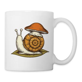 Schnecke mit Pilzhut - Tasse - Weiß - Rechts