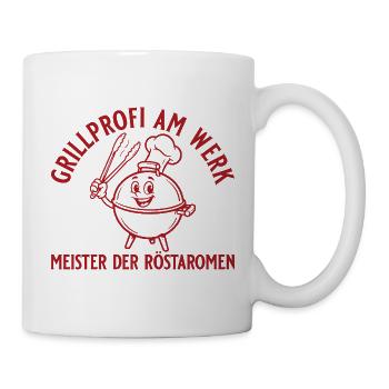 Grillprofi am Werk Retro BBQ Grill Geschenkidee - Tasse - Weiß - Rechts