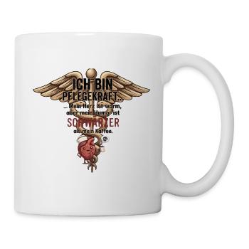 Pflegekraft Humor Schwarz Kaffee - Tasse - Weiß - Rechts
