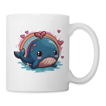 Kawaii Herzwal mit Regenbogen - Tasse - Weiß - Rechts