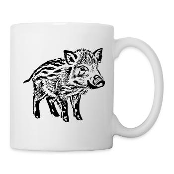 Wildschwein Frischlinge Geschenkidee Jäger   - Tasse - Weiß - Rechts