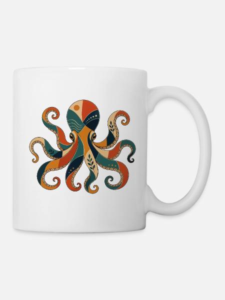 Oktopus Geometrisch - Tasse - Weiß